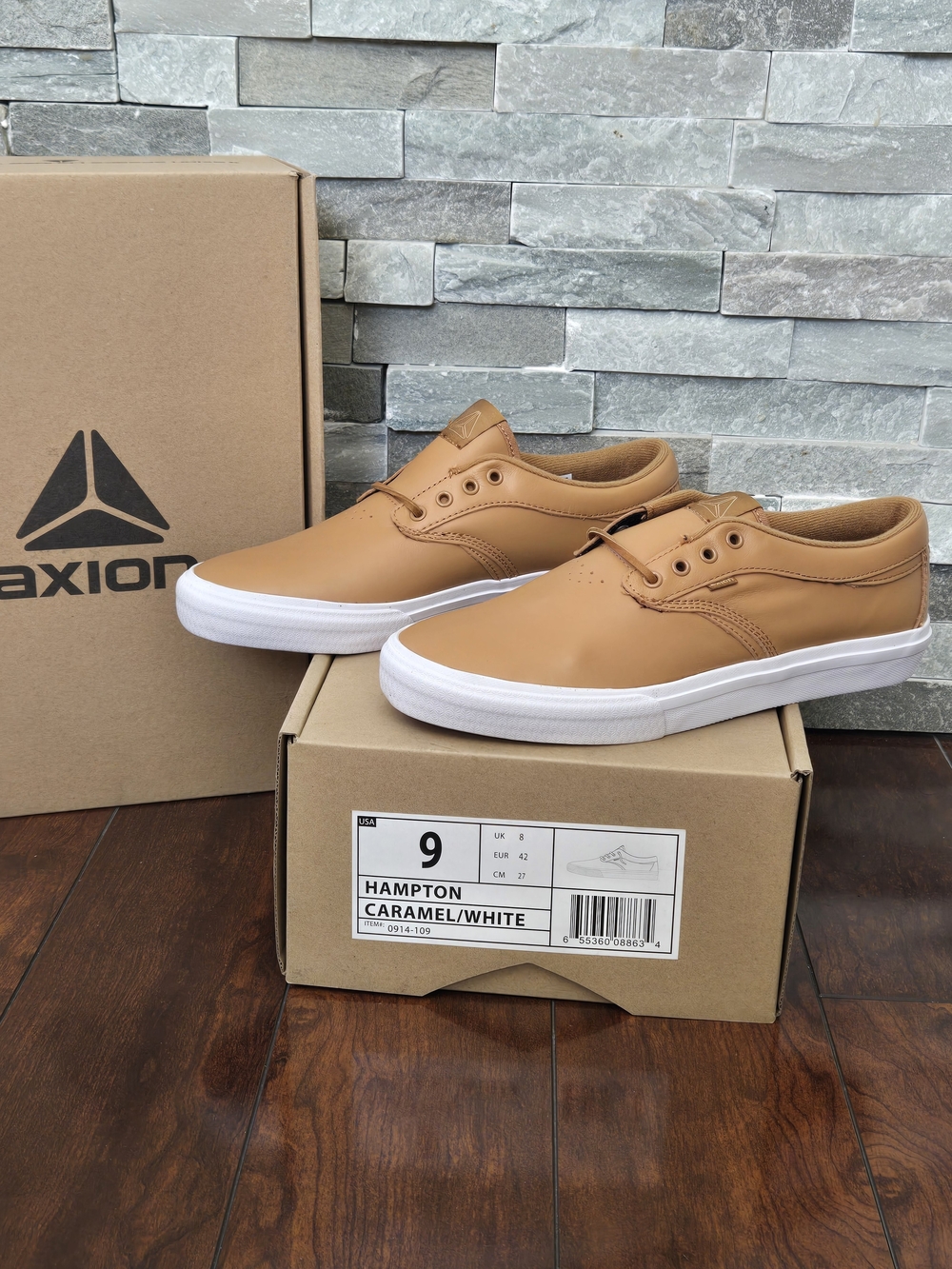 Men's Axion Hampton Shoes, Caramel Low-Top Sneakers Size 9